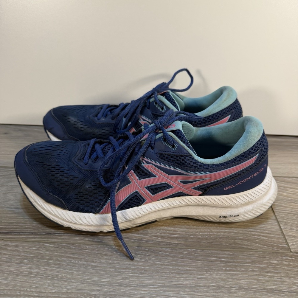 Asics Womens GEL-Contend 7 1012B228 Blue‎ Mesh Running Shoes Sneakers Size 11